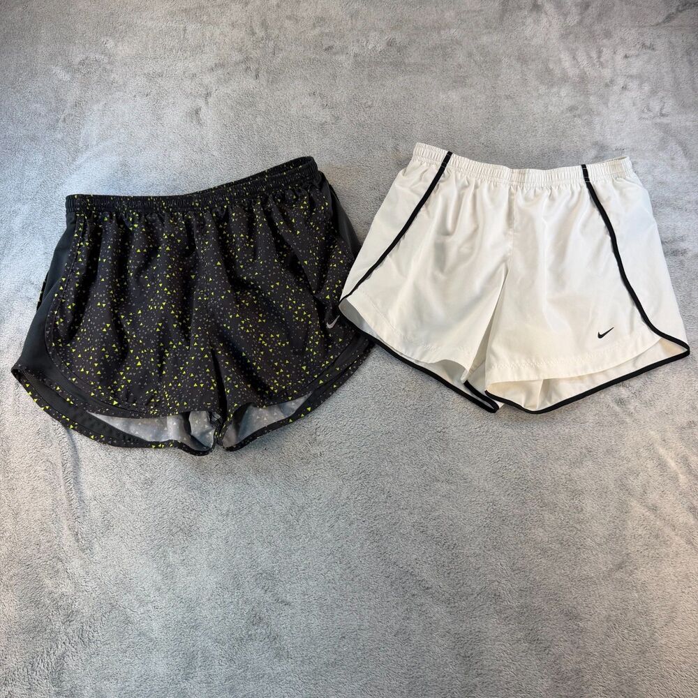 Nike Dri Fit Running Shorts Women XL Lot 2 Athletic Lined Black White